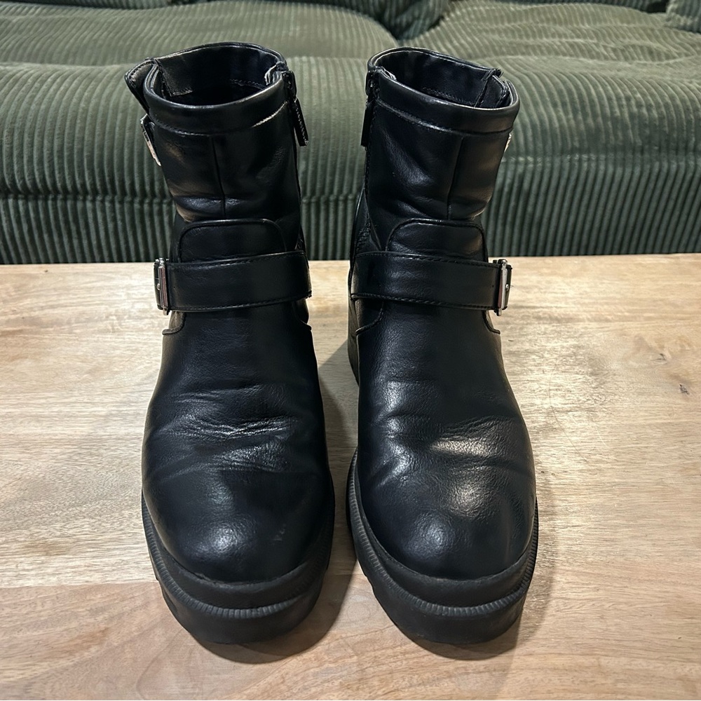 Circus by Sam Edelman | Black Leather Heeled Moto Boots | Women’s 10.5M - Picture 3 of 5